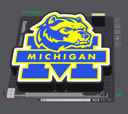 michigan fútbol ligero caja by wizard7741 arte 2d universidad deportes 3d print model - Mito3D