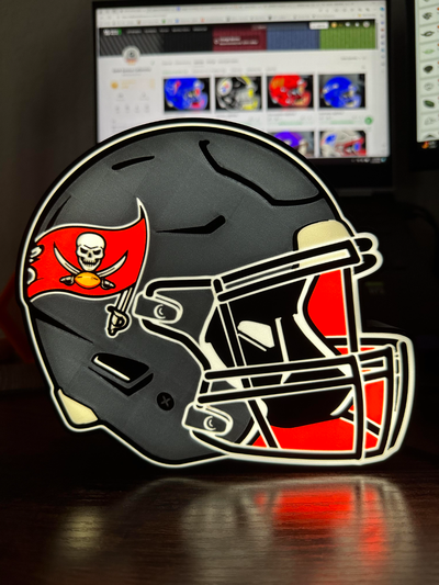 buccaneers lightbox by geek genius collective art signs & logos buccaneer tampa tampabay bay florida football foot ball helmet mask sport sports team teams super bowl superbowl led light box 3d print model - Mito3D