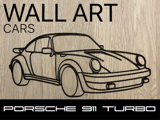 macchina silhouette parete arte porsche 911 turbo 1975 by volo 2d arredamento 3d print model - Mito3D