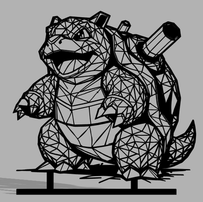 geometrisch poly blastoise pokémon anzeige teller by 3dprintwolf kunst skulpturen 2d anlasser pokemonblau blau design geek lowpoly dekorativ nintendo geschenk spieltoz 3d print model - Mito3D