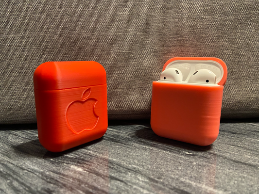 airpods cas gaine logo by encrust3d outils gadgets pomme airpod air gousses cosse protecteur protection oreille écouteur casque musique 3d print model - Mito3D