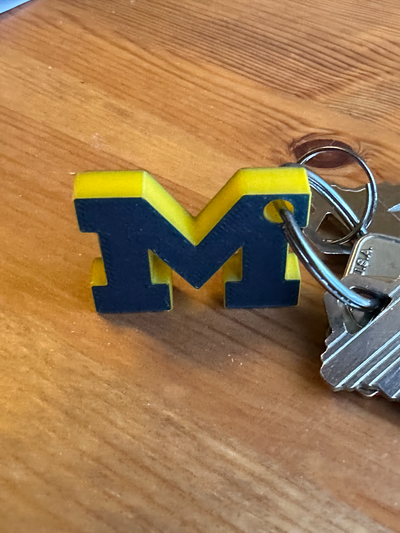 michigan blok m anahtarlık by phattwizat hobi kendin yap araçlar anahtar mektup mavi yüzük 3d print model - Mito3D