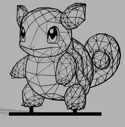 geometrisch poly baby wartortle pokémon fein angezeigt teller by 3dprintwolf kunst skulpturen 2d lineart blau geek geschenk anzeige dekorativ geometrisches design pokemonstarter pokemonblau niedlich spieltoz 3d print model - Mito3D