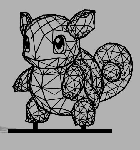 geometric poly baby wartortle pokemon raw displaye plate by 3dprintwolf art sculptures cube 2d starter pokemonblue design blue playtoz gift lowpoly lineart 3D print model - Mito3D