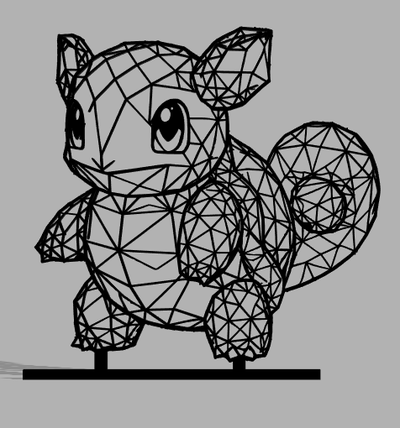 géométrique poly bébé wartortle pokémon brut afficher assiette by 3dprintwolf art sculptures cube 2d entrée pokemonbleu conception bleu jouer cadeau lowpoly lineart 3d print model - Mito3D