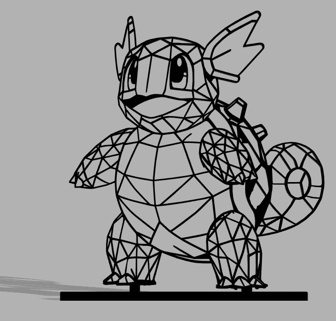 geometrisch poly wartortle pokémon 2 angezeigt teller by 3dprintwolf kunst skulpturen 2d pokemonstarter pokemonblau lineart geek geschenk blau lowpoly dekorativ design 3D print model - Mito3D