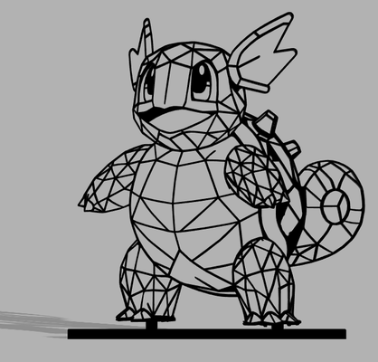 geometrik poli wartortle pokemon v 2 vitrin tabak by 3dprintwolf sanat heykeller 2d başlatıcısı mavisi lineart geek hediye mavi düşük dekoratif tasarım 3d print model - Mito3D