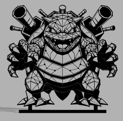 geometrisch poly böse blastoise pokémon anzeige teller by 3dprintwolf kunst skulpturen 2d anlasser design lineart lowpoly pokemonblau spieltoz verdrängen 3d print model - Mito3D