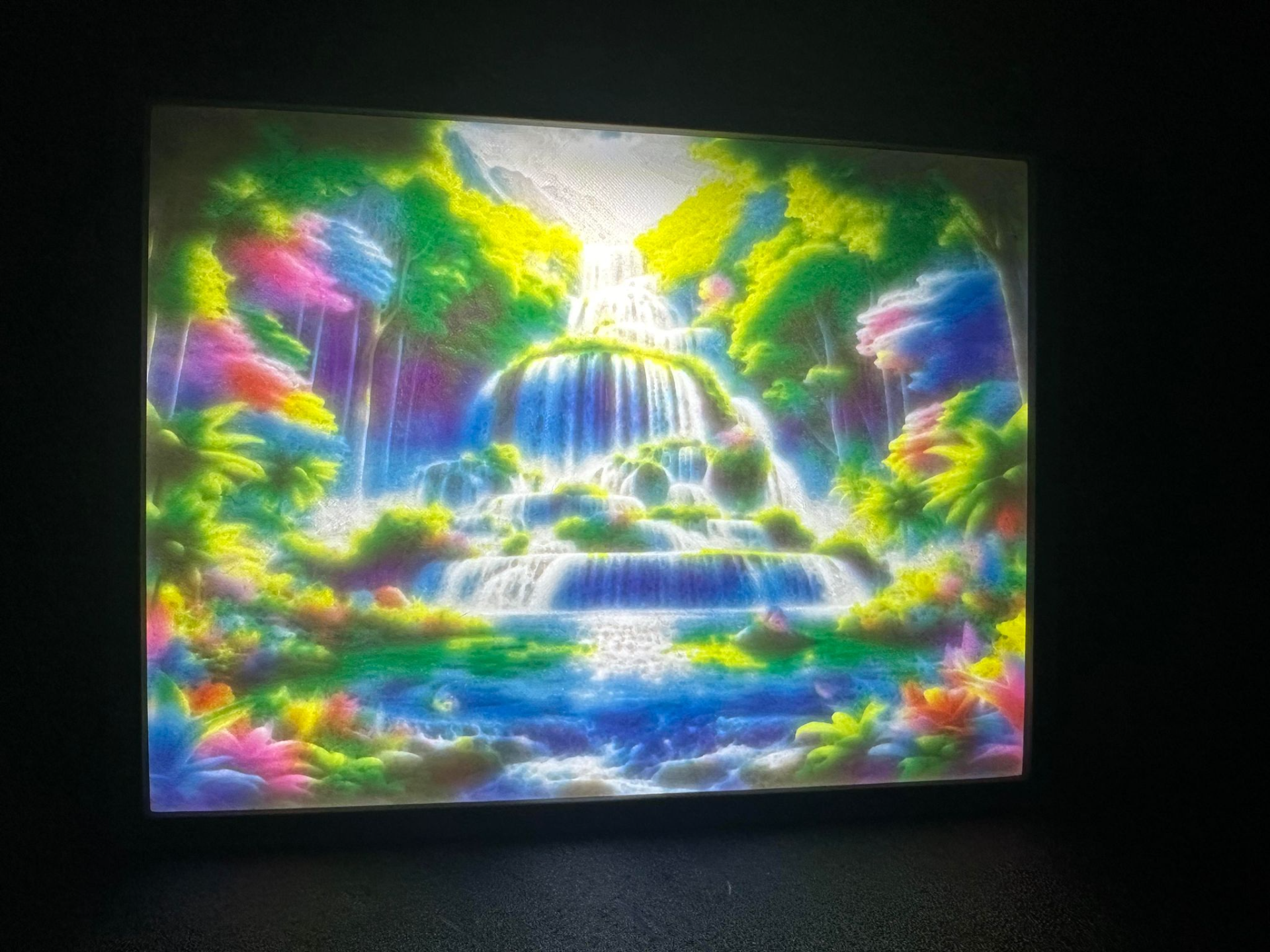 wasserfall wald lithophan by naten drucken geschäft haushalt dekor cmyk cmyklithophone bronode lithobox bündeln farbe licht kunst bunt epax 3D print model - Mito3D