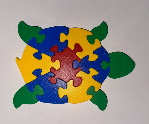 puzzle tortue gamins by michal 3dtisk jouets jeux puzzles 3d print model - Mito3D