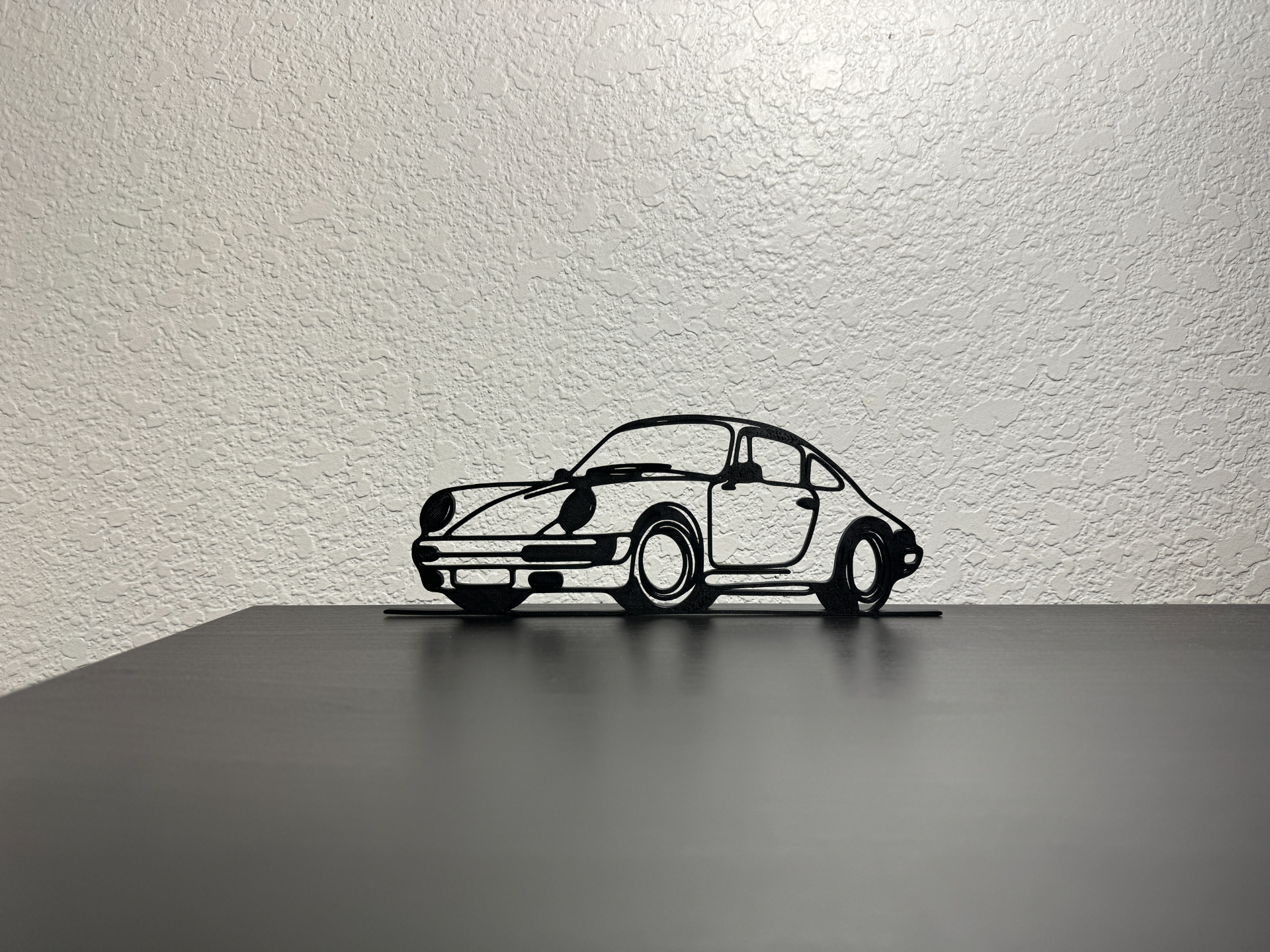 clássico porsche 911 2d arte parede decoração by visões construído carro silhueta 3D print model - Mito3D