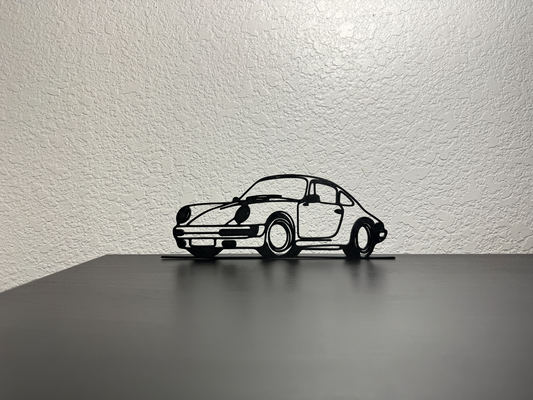 clássico porsche 911 2d arte parede decoração by visões construído carro silhueta 3d print model - Mito3D