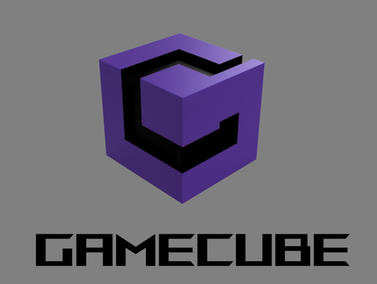 gamecube emblème 3d art by chipotle ménage décor jeu cube nintendo violet noir rétro vidéo jeu déco console 3d print model - Mito3D