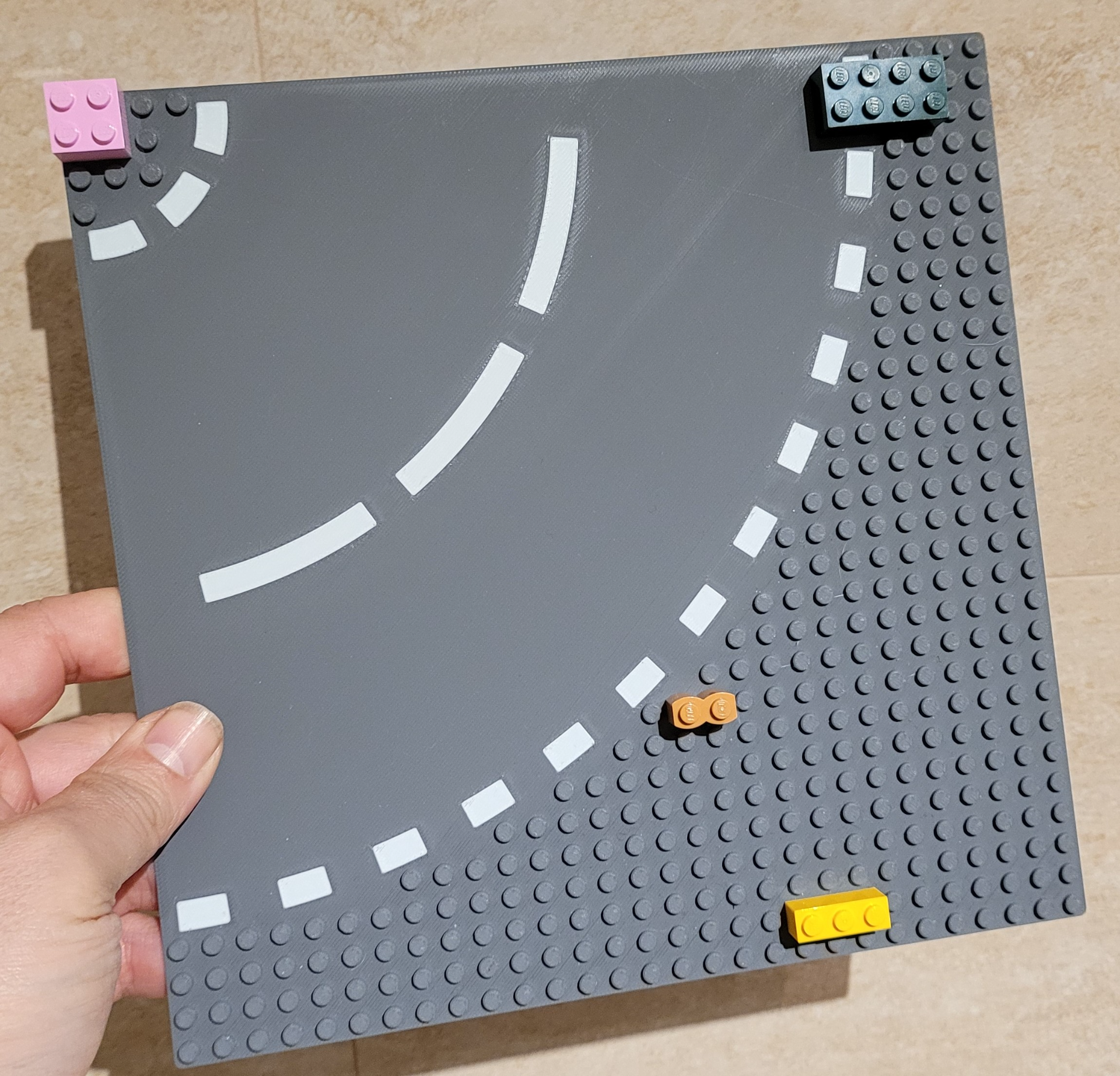 brick base plate curved road by shinjy01 toys & games classic gioco strada mattoncini baseplate compatiblepart 3D print model - Mito3D