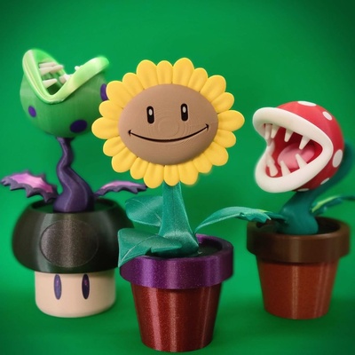 ayçiçeği bitki v1 by planpa3d sanat modeller şeytani bitkiler zombilere karşı konteyneri piranhaplant saksı bitkisi marioplant mutlu çiçek 3d print model - Mito3D