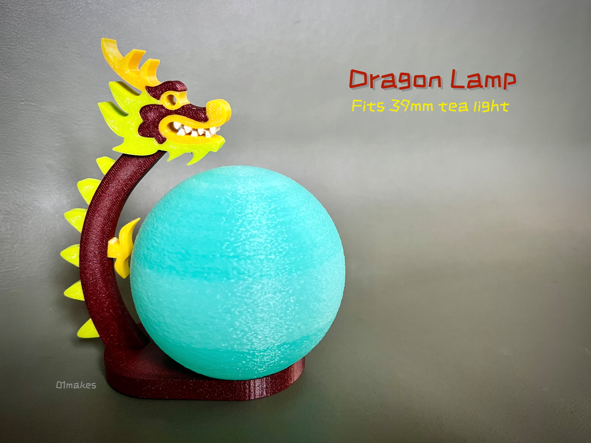 dragon lantern lamp pearl decor by 01makes household festivities tealight year of tea light 3D print model - Mito3D