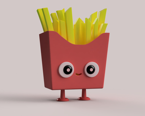 mele patatine fritte pacchetto by chipotle arte sculture cibo pacco rosso giallo sale salato spuntino caldo patata deco casa 3d print model - Mito3D