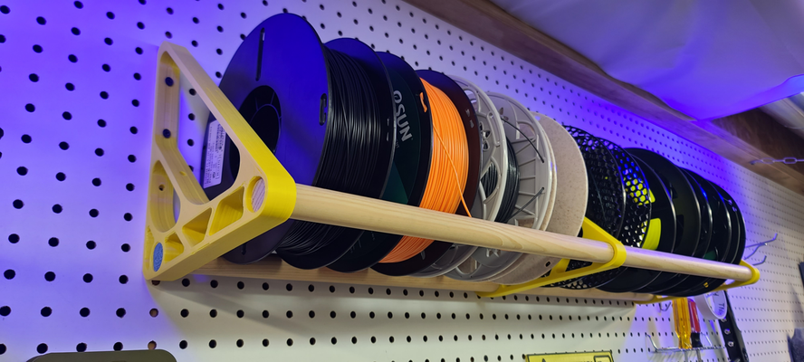 filament rack - wall mounted by makers mashup hobby & diy business industrial businessservices office officesupplies 30minutes 3dprinting 3dprint 3dprinter filamentstorage storage mount wallmount services 3d print model - Mito3D