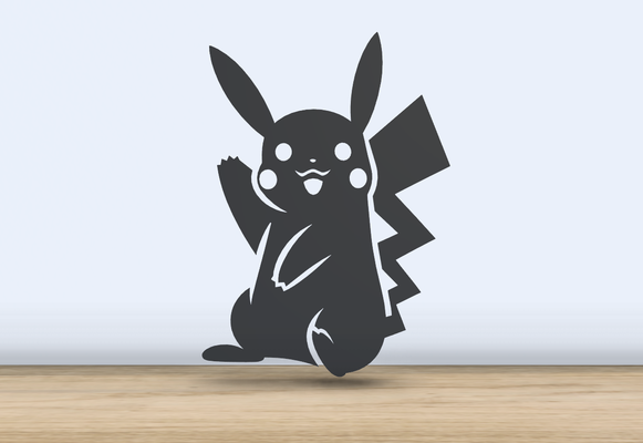 agitando pikachu 2d silhouette generato by jf 699 arte pokemon pokeball catturare em anime carattere 3d stampa personaggi 2024 parete silhouetteart ufficio arredamento 3d print model - Mito3D