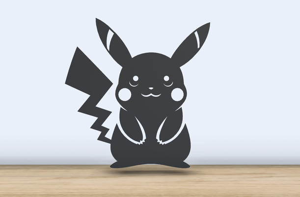 pikachu 2d silhouette ai generiert by jf 699 kunst pokémon anime charakter 3d drucken zeichen 2024 fang em mauer silhouettenkunst büro zubehör verschmelzung 360 3d print model - Mito3D