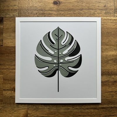 monstera folha by mr aleatória generativo 3d modelo forja chapéus litofano plantar arte minimalista decoração casa parede natureza moderna 3d print model - Mito3D