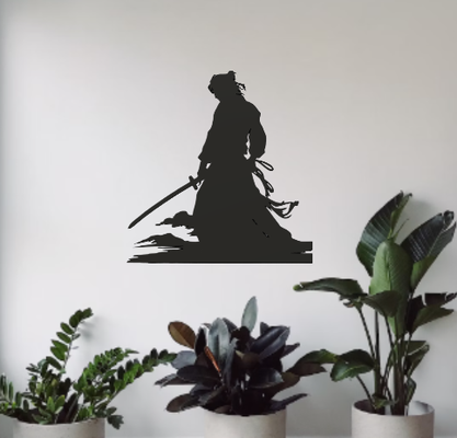 nube samurai parete arte deco by scott 3d 2d spada garante nuvole 2dart decorazione silhouette stencil ombra katana freddo design giapponese ninja 3d print model - Mito3D