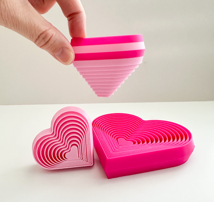 heart layered fidget toy 2 sizes by 3dpmom toys & games fidgettoy layeredfidget valentine love 3d print model - Mito3D