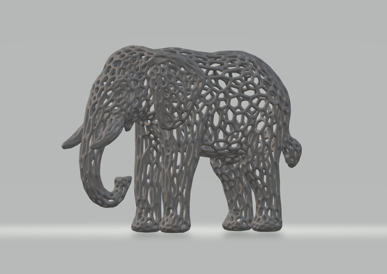 elephant voronoi remixed by xeraj household decor animal 3d print model - Mito3D