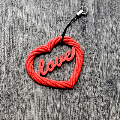 love heart rope keychain by lbllab3d miniatures people key cahin valentine day accessories couple couplelove 3d print model - Mito3D