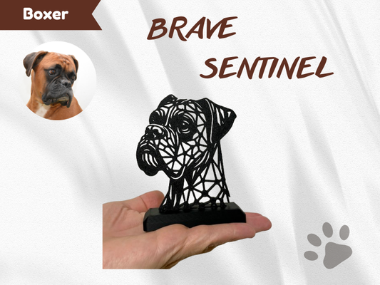 boxer hund silhouette by 3dprintsmom kunst 2d mauer dekor 3d print model - Mito3D