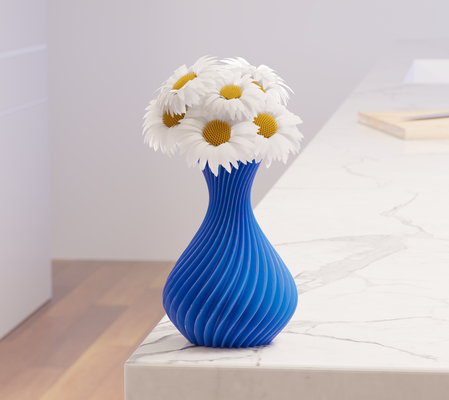 vase spirale mode by kobarileï ménage décor fleur fleurs marguerite cuisine intérieur 3d print model - Mito3D