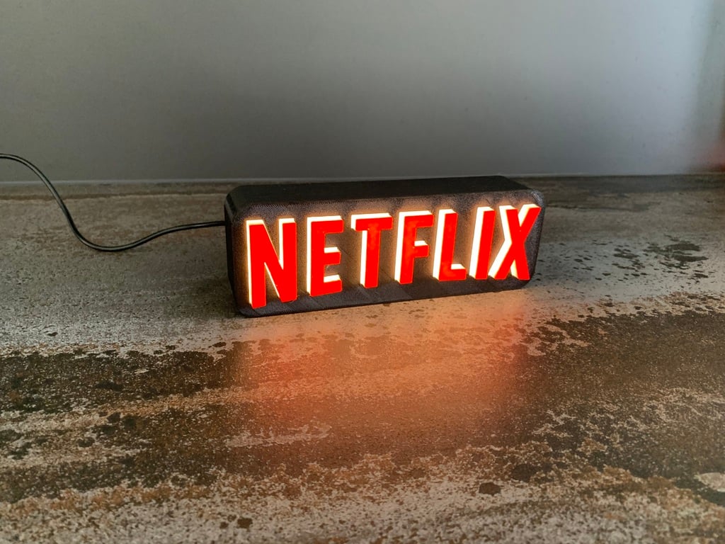 tribut to netflix by robert schanze haushalt dekor lampe led logo 3D print model - Mito3D