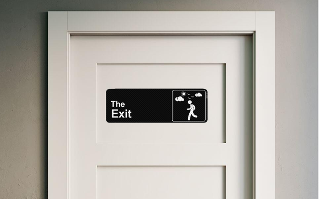 exit sign - office tv series by buzzeye art signs & logos door room wall wallart 2d michael scott 3d print model - Mito3D