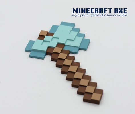 minecraft axe single piece painted in bambu studio remixed by nils kal toys & games toy kids gift 3d print model - Mito3D
