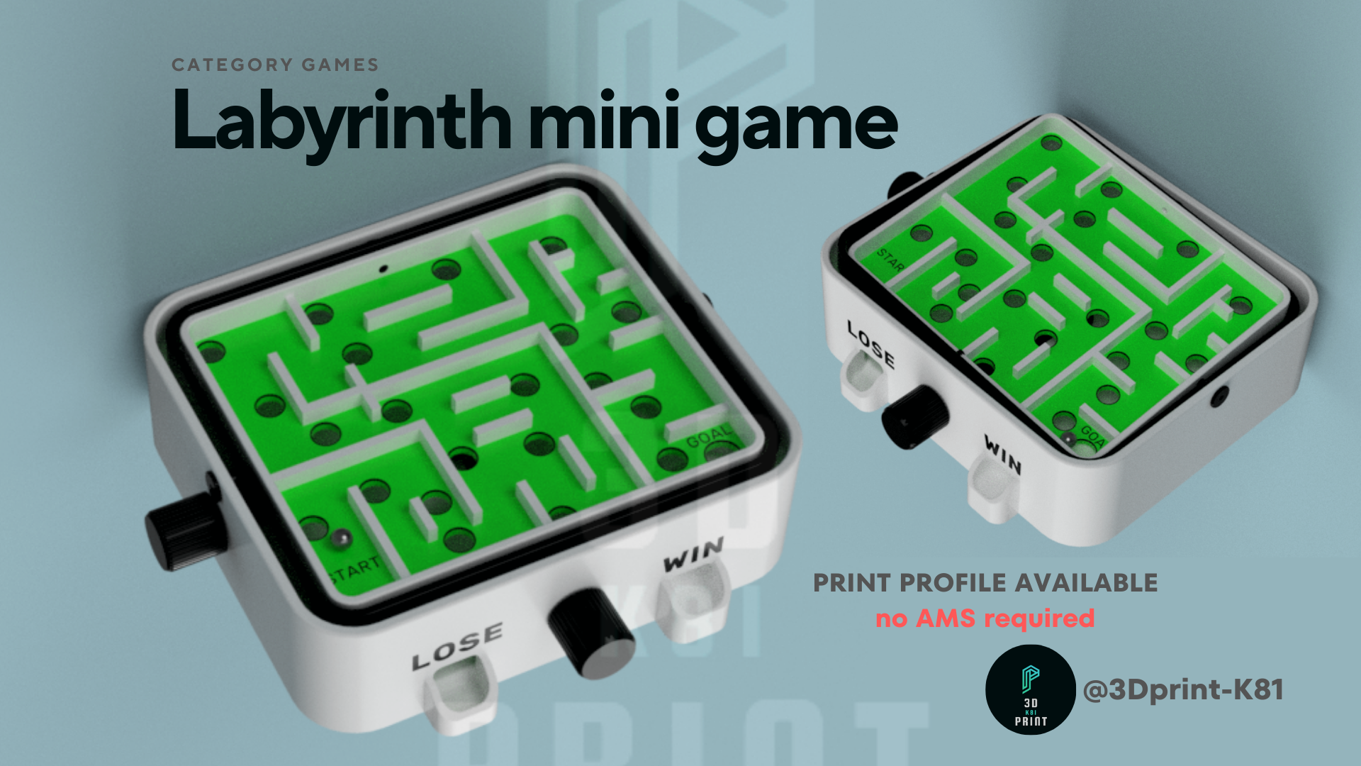 labyrinth mini game by 3dprint-k81 toys & games puzzles minigame multicolor contest winner office accessories kid kids kidgame pastime boardgame 3D print model - Mito3D