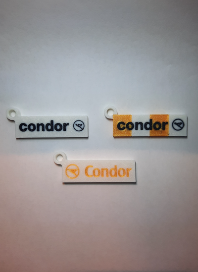 condor airline keychains by luke-leek-98 art signs & logos airplane keychain keyring logo bambulab x1c ams air company germany airbus boeing 3d print model - Mito3D