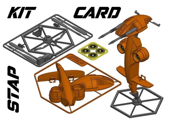 estrella guerras paso equipo tarjeta by willi 3d juguetes juegos caracteres guerra galaxias bicicleta figura acción aerodeslizador kit 3d print model - Mito3D