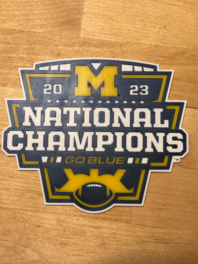 universität of michigan fußball national meister banner by abonnieren kunst zeichen logos champion meisterschaft go blau vielfraß vielfraße sport mais ncaa 3d print model - Mito3D