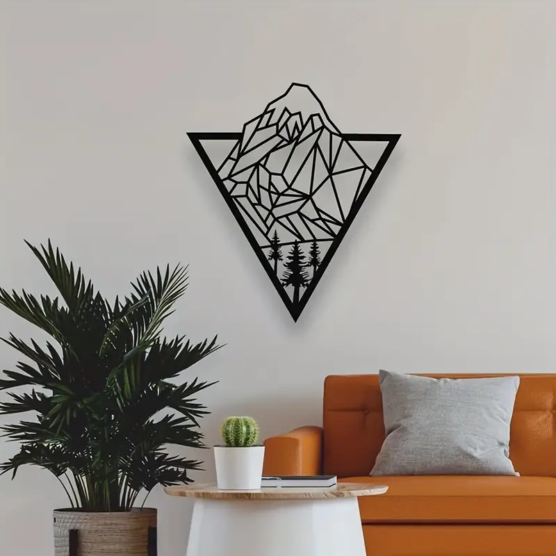 mountains landscape in triangle - wall art by buzzeye 2d view geometric poly mountain trees wallart 3D print model - Mito3D