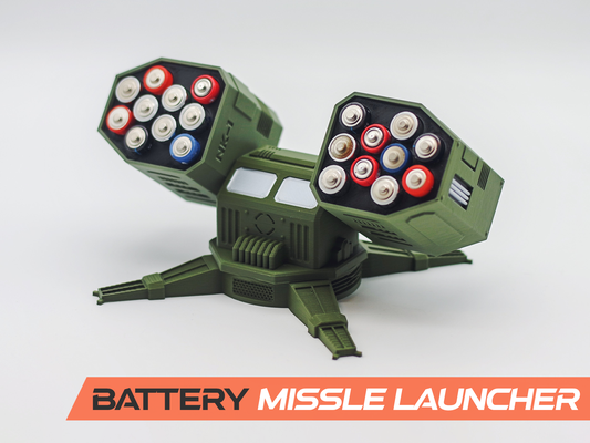battery missle launcher - aaa aa rotatable by nils kal household decor prusa print war figure viral 3d print model - Mito3D