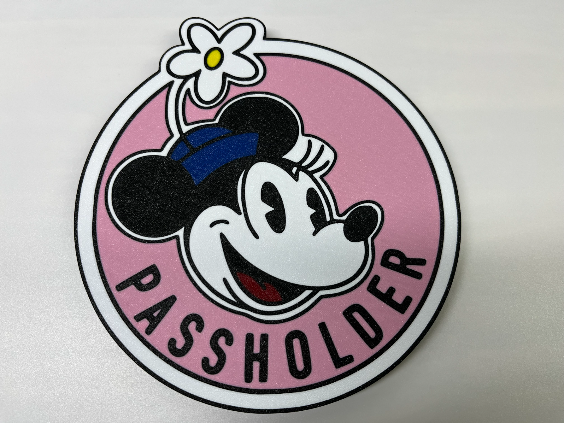 minnie mouse annual passholder sign 6 colors by mikepasquariello household decor disney mickey 2d world disneyland walt goofy donald duck pluto 3D print model - Mito3D