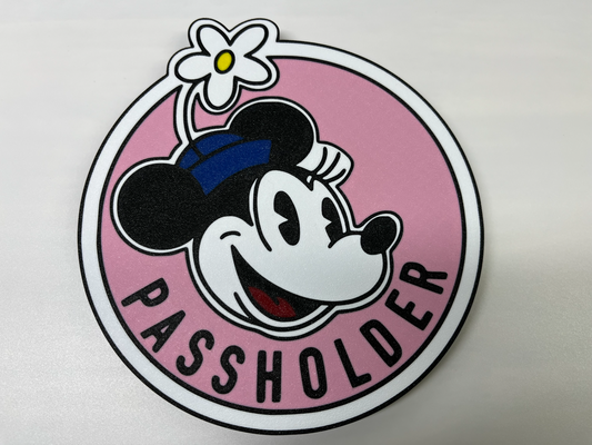 minnie mouse annual passholder sign 6 colors by mikepasquariello household decor disney mickey 2d world disneyland walt goofy donald duck pluto 3d print model - Mito3D