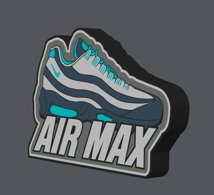 nike aire max 95 led caja ligera by danielhawker03 arte señales logos nikeair nikeentrenador ligero airmax95 nikeairmax95 niquelólogo nike air max lámpara luz luz noche leds lamparas tenis 3d print model - Mito3D