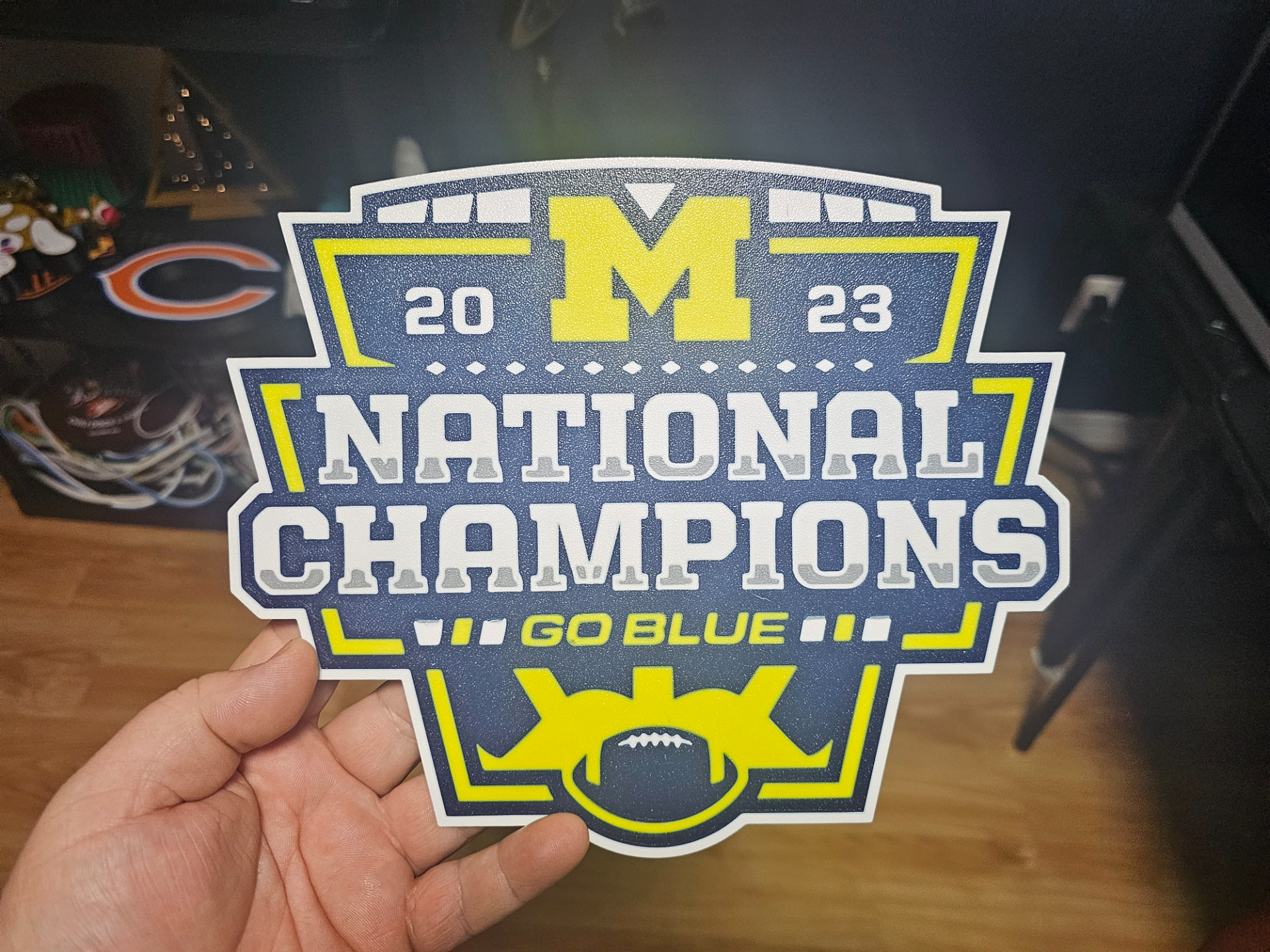 michigan carcajou élégant champions signe by joshdusseau art panneaux logos ncaa football 3D print model - Mito3D