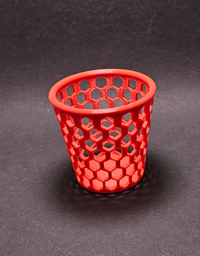 hexagonal oficial tabela lixo cesta by lbllab3d casa escritório acessórios desperdício caneta suporte 3d print model - Mito3D