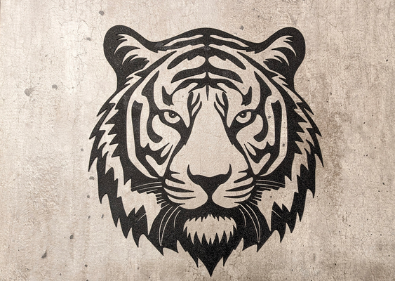 2d tigre pared arte by angry p1p gato mural 2dart decoracion 3d print model - Mito3D