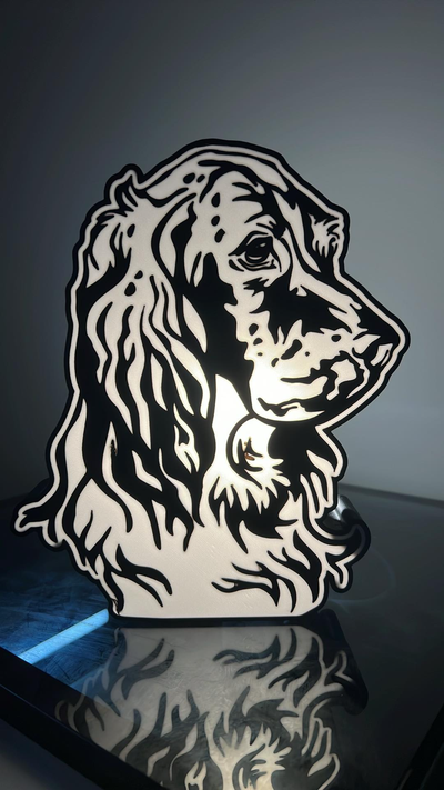 anglais setter inspiré led boite lumière by glengri art panneaux logos anglais chien 3d print model - Mito3D