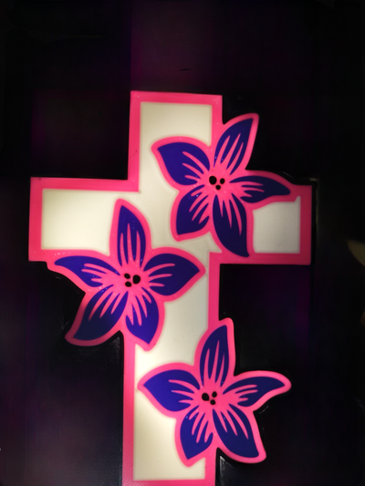 pasqua attraversare fiori lightbox by kit kat disegni arte segni loghi coniglietto uovo luce notturna lampada cristiano regalo 3d print model - Mito3D