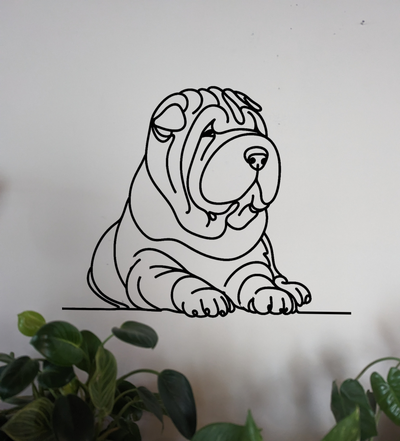 shar pei chien mur art by jouetsbythomas 2d sharpei silhouette dessin esquisser animal compagnie chat 3d print model - Mito3D