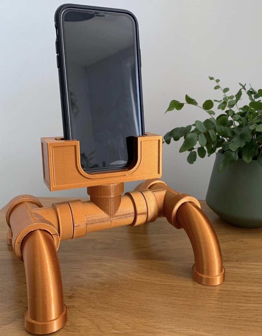 pipe phone holder charger by ik3digital household house models decoration office retro decor old vintage home copper bedroom industrial 3D print model - Mito3D